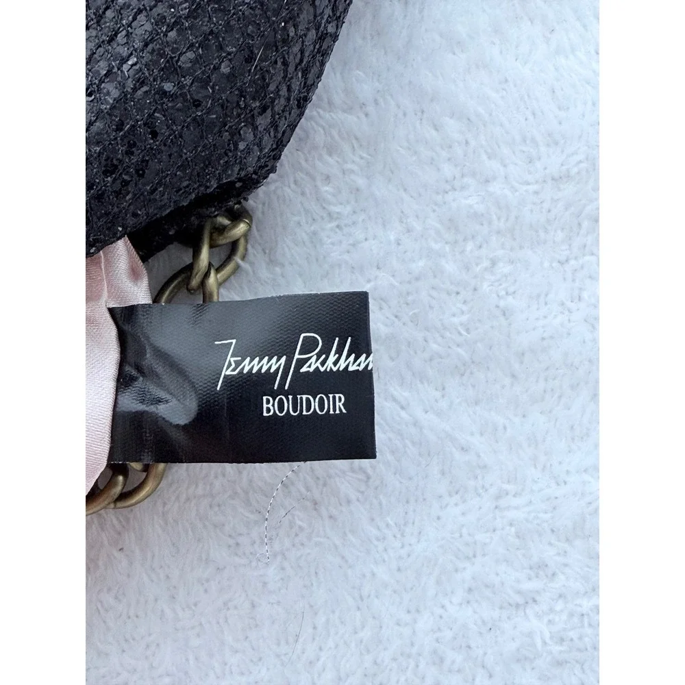 Jenny Packham Boudoir Clutch Women's Small Black Glitter Evening Bag‎